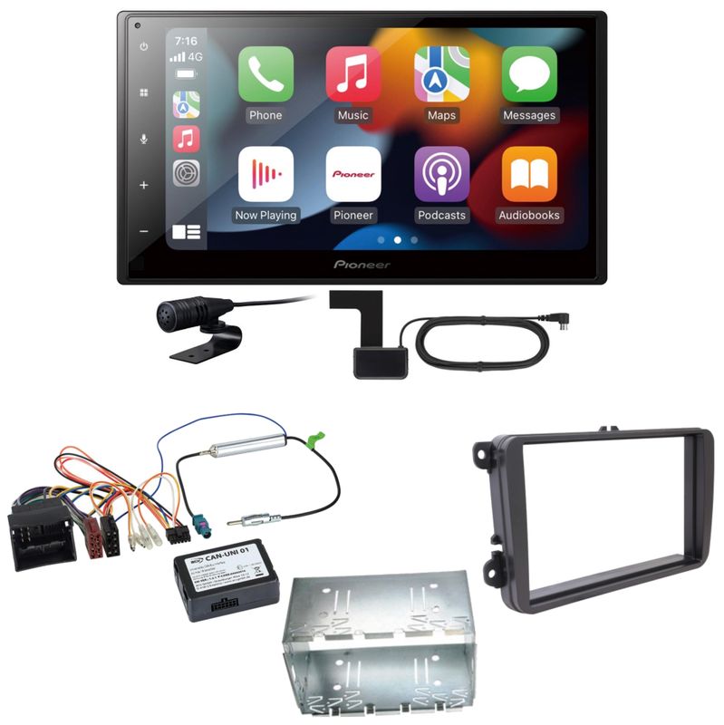 Pioneer SPH-DA360DAB DAB+ Android Auto CarPlay Einbauset für T6 Sharan 2 Beetle