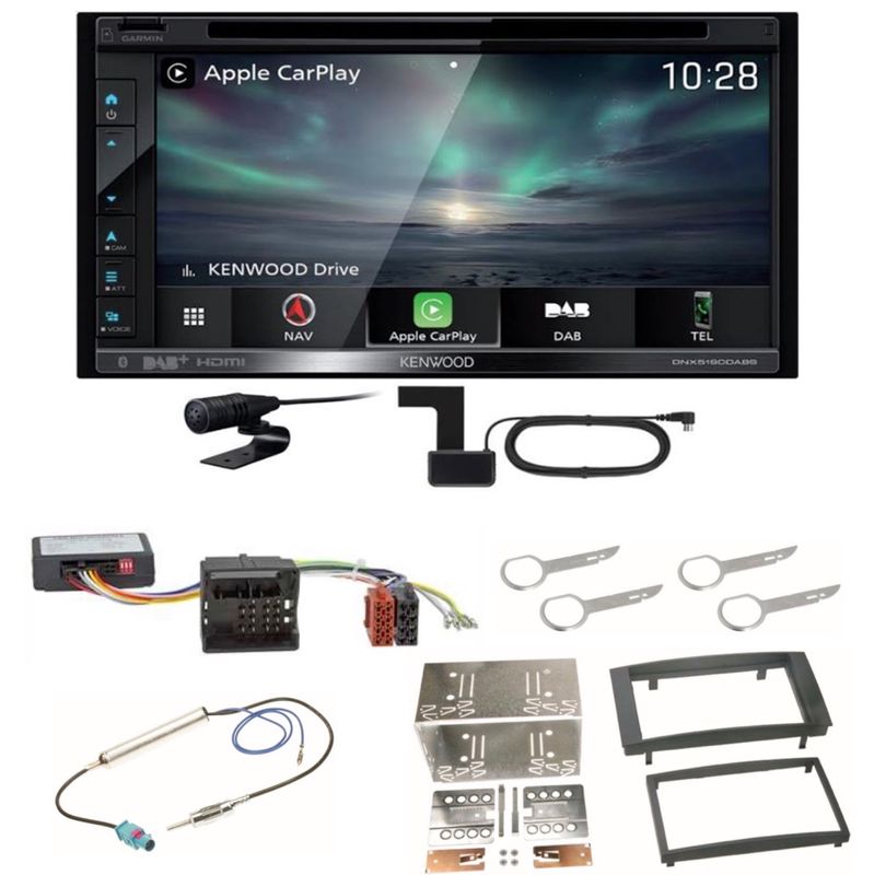 Kenwood DNX-5190DABS CarPlay Android Auto Bluetooth DAB+ USB CD Einbauset für T5