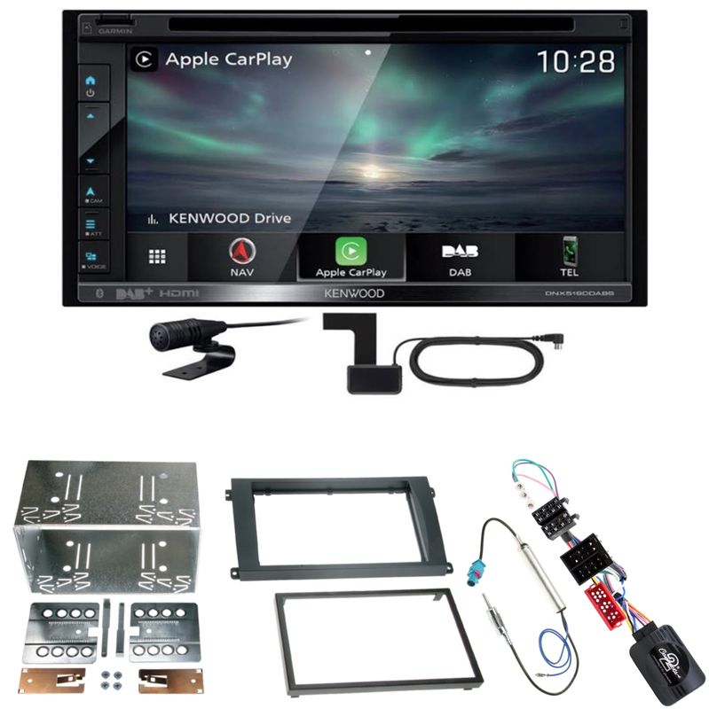 Kenwood DNX-5190DABS CarPlay Navigation Einbauset für Porsche Cayenne bis 2006