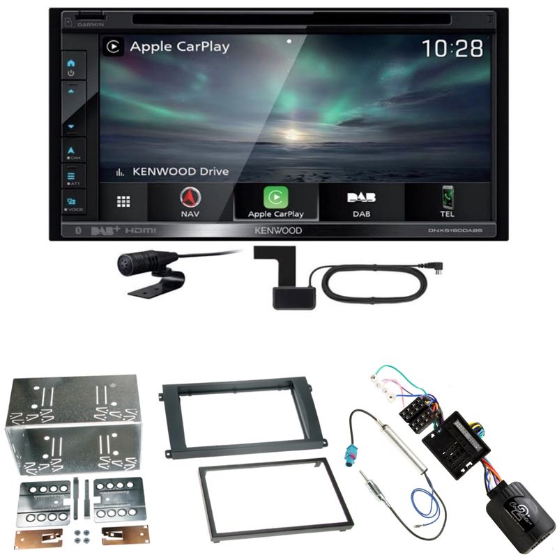 Kenwood DNX-5190DABS CarPlay Android Auto Einbauset für Porsche Cayenne ab 2007