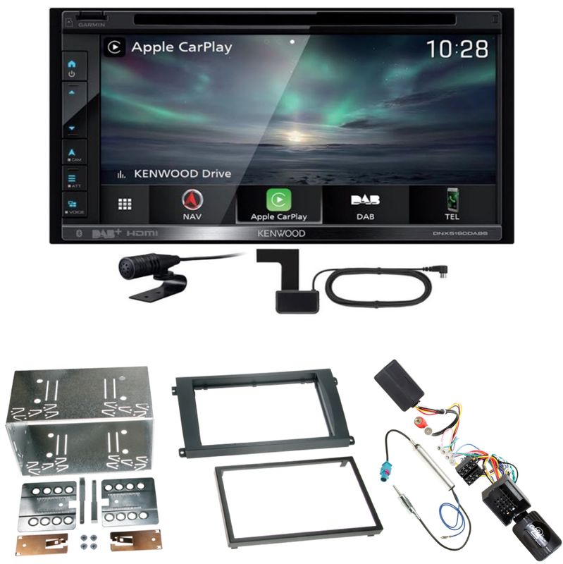 Kenwood DNX-5190DABS CarPlay Android Auto Einbauset für Porsche Cayenne ab 2007