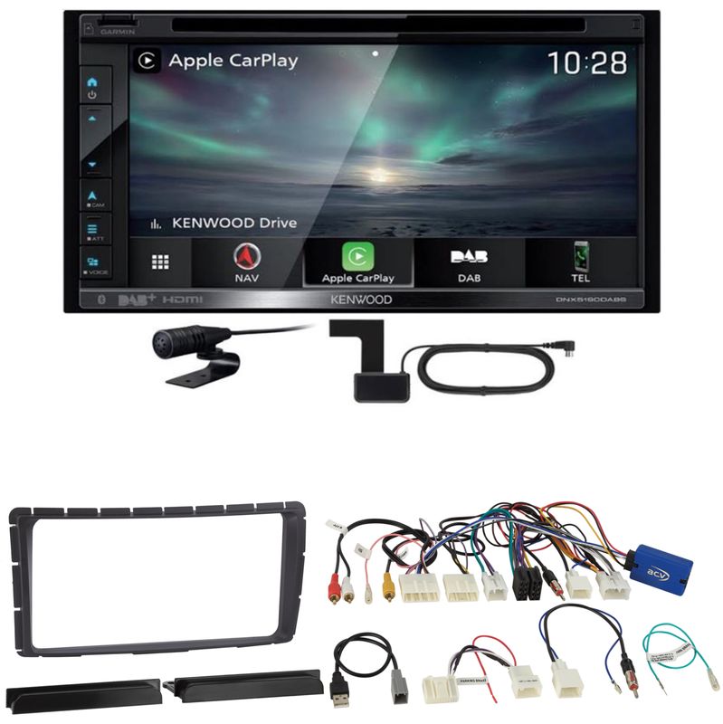Kenwood DNX-5190DABS CarPlay Android Auto CD Einbauset für Toyota Hilux ab 2011