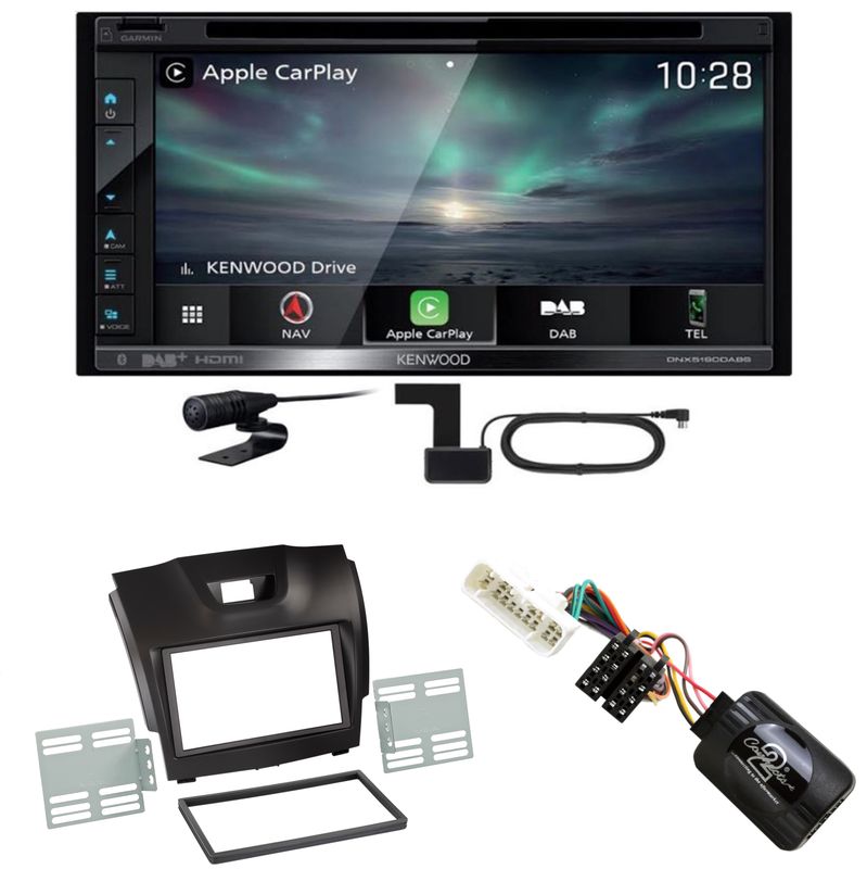 Kenwood DNX-5190DABS CarPlay Android Auto DAB+ USB Einbauset für Isuzu D-Max 2