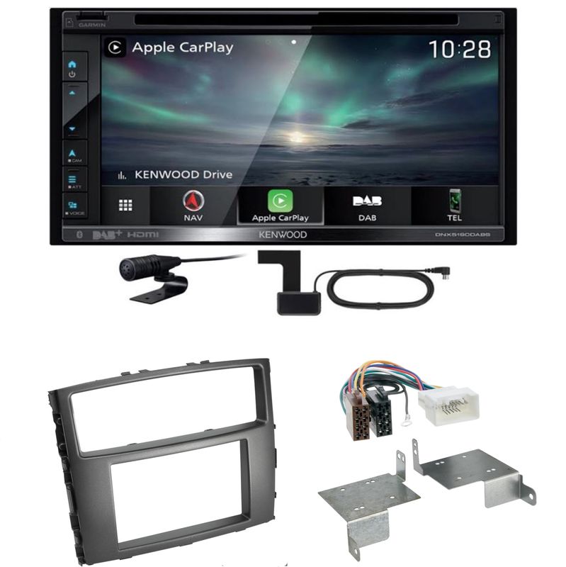 Kenwood DNX-5190DABS CarPlay CD USB MP3 Einbauset für Mitsubishi Pajero bis 2014 Kenwood DNX-5190DABS CarPlay CD USB MP3 Einbauset für Mitsubishi Pajero bis 2014