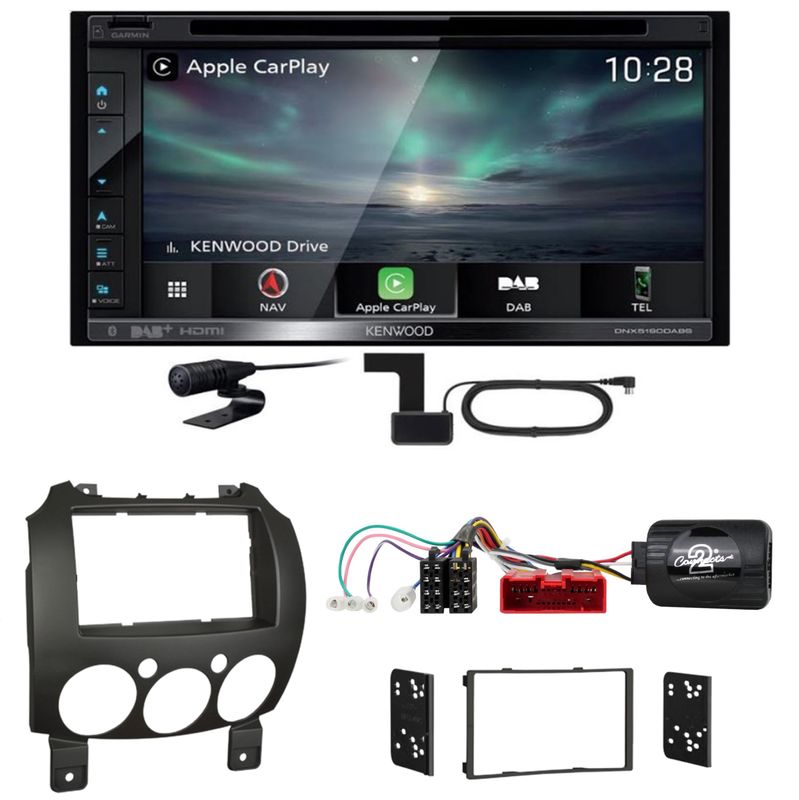 Kenwood DNX-5190DABS CarPlay Android Auto CD USB Einbauset für Mazda 2 2008-2014 Kenwood DNX-5190DABS CarPlay Android Auto CD USB Einbauset für Mazda 2 2008-2014