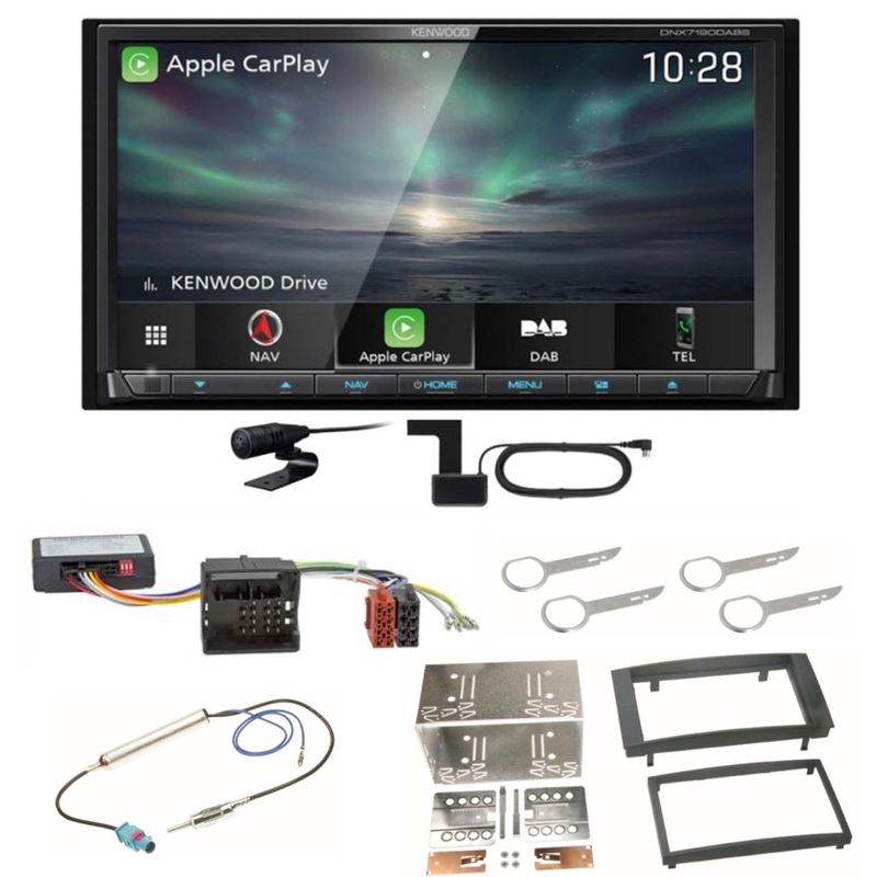 Kenwood DNX-7190DABS CarPlay Android Auto Bluetooth DAB+ USB Einbauset für T5