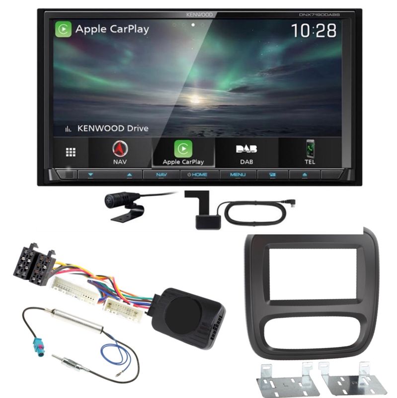 Kenwood DNX-7190DABS CarPlay Android Auto DAB+ USB Einbauset für Opel Vivaro B Kenwood DNX-7190DABS CarPlay Android Auto DAB+ USB Einbauset für Opel Vivaro B