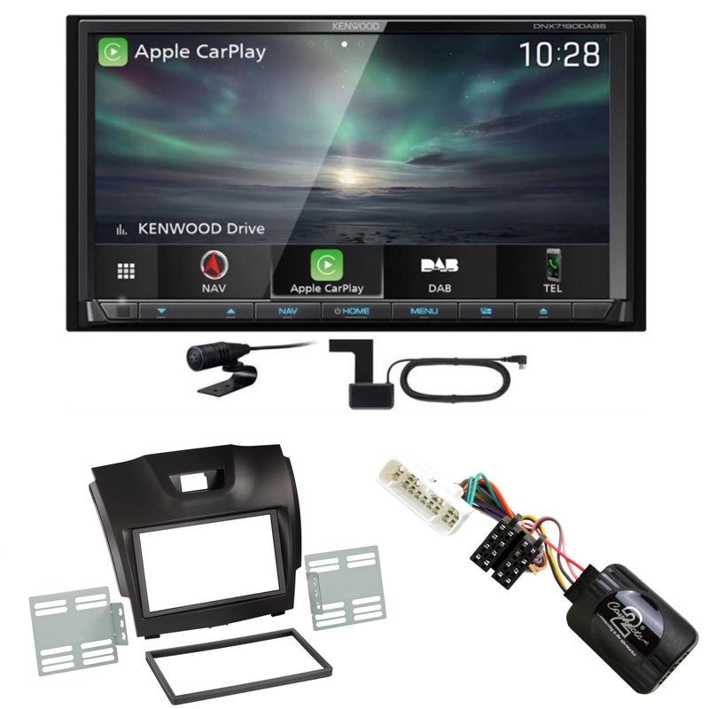 Kenwood DNX-7190DABS CarPlay Android Auto DAB+ USB Einbauset für Isuzu D-Max 2