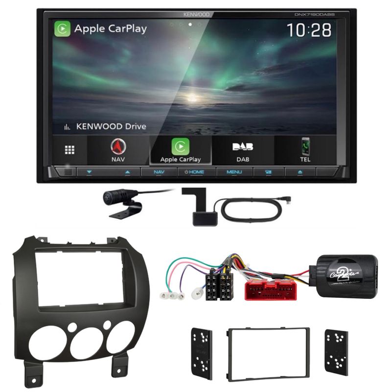 Kenwood DNX-7190DABS CarPlay Android Auto USB Einbauset für Mazda 2 2008-2014 Kenwood DNX-7190DABS CarPlay Android Auto USB Einbauset für Mazda 2 2008-2014