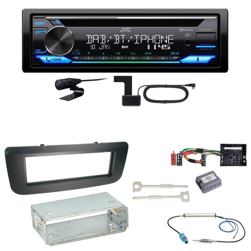 JVC KD-DB922BT Bluetooth Digitalradio Einbauset für Skoda Fabia 2 Roomster
