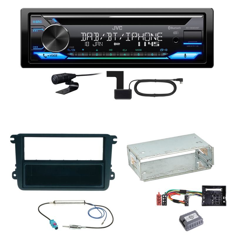JVC KD-DB922BT Bluetooth DAB Einbauset für Seat Leon Altea XL Alhambra