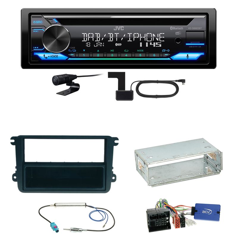 JVC KD-DB922BT Bluetooth DAB Einbauset für Seat Leon Alhambra Altea XL
