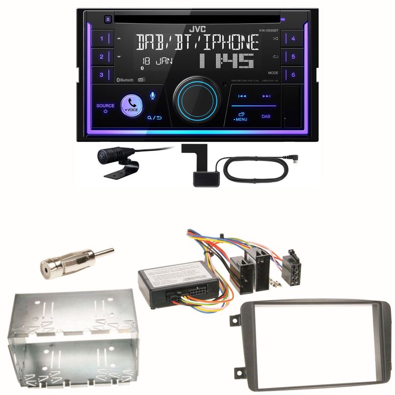 JVC KW-DB95BT Bluetooth DAB Einbauset für Mercedes C-Klasse W203 CLK W208 W209