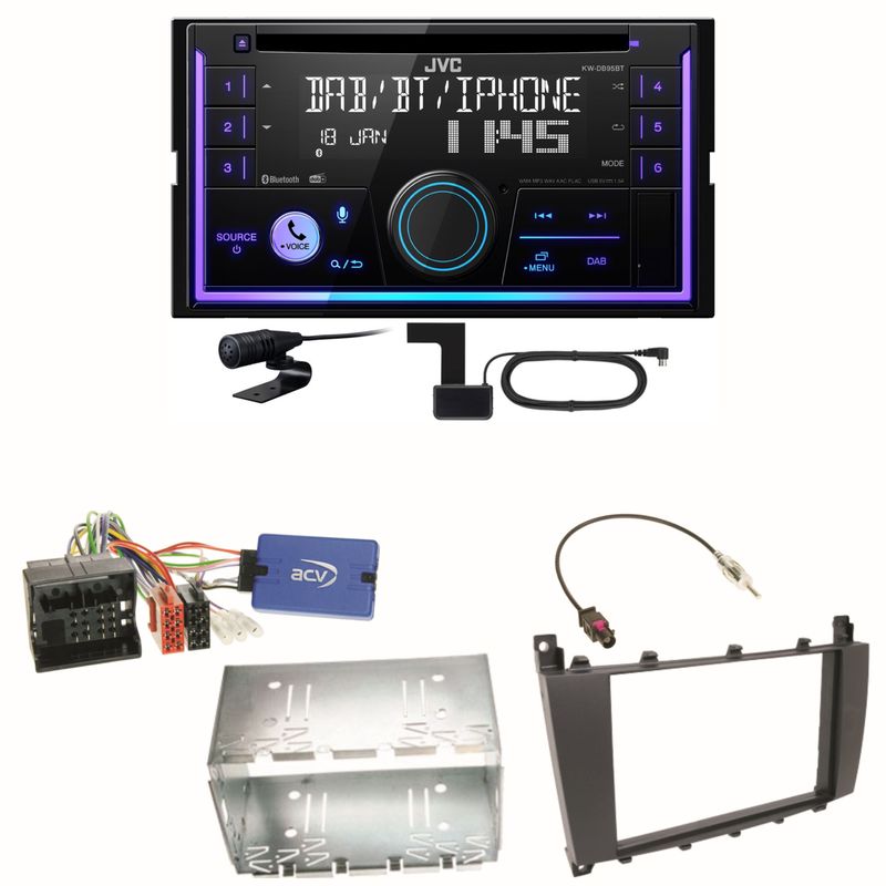 JVC KW-DB95BT Bluetooth DAB Einbauset für Mercedes C-Klasse W203 CLC CL203 S203 JVC KW-DB95BT Bluetooth DAB Einbauset für Mercedes C-Klasse W203 CLC CL203 S203