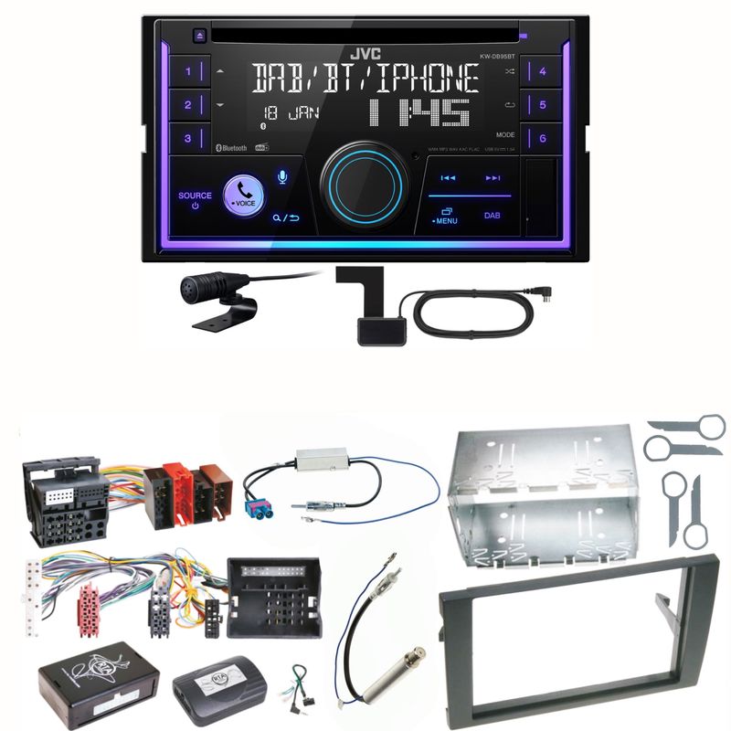 JVC KW-DB95BT Bluetooth Digitalradio Einbauset für Audi A4 B6 B7 Seat Exeo JVC KW-DB95BT Bluetooth Digitalradio Einbauset für Audi A4 B6 B7 Seat Exeo