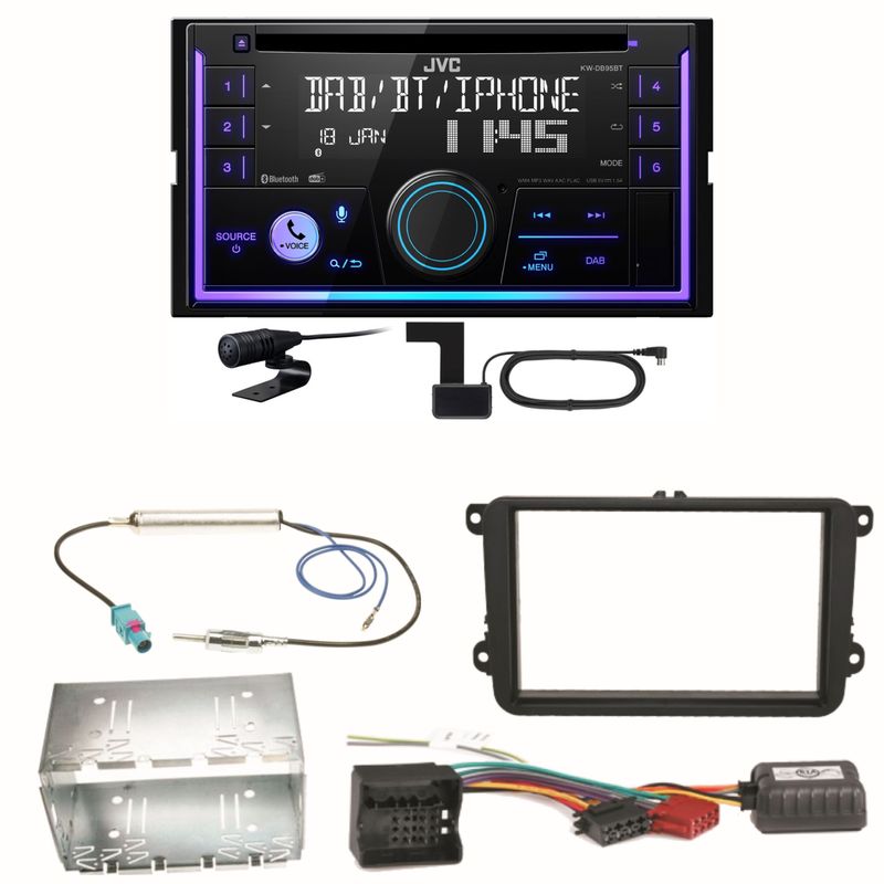 JVC KW-DB95BT Bluetooth Digitalradio Einbauset für Skoda Fabia Roomster Praktik