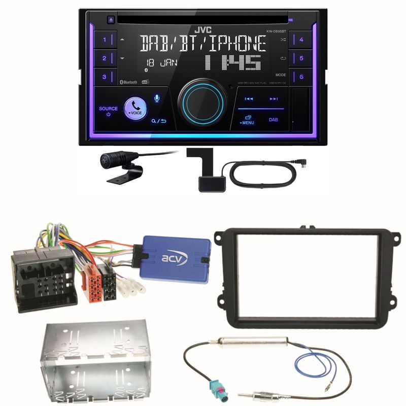 JVC KW-DB95BT Bluetooth Digitalradio Einbauset für Seat Alhambra Altea XL Leon