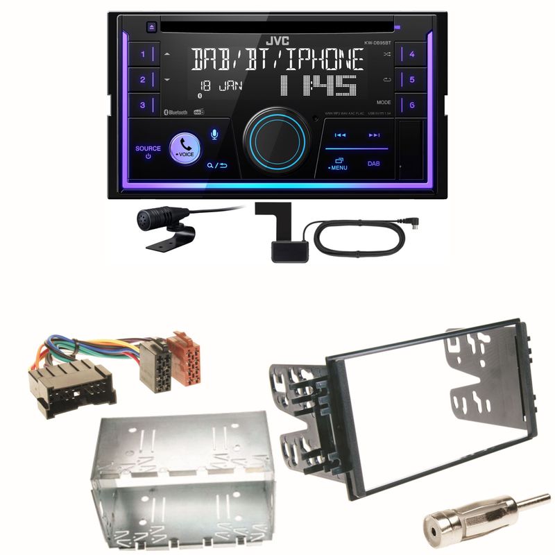 JVC KW-DB95BT Bluetooth DAB USB Einbauset für Kia Sorento JC Rio DC Carnival
