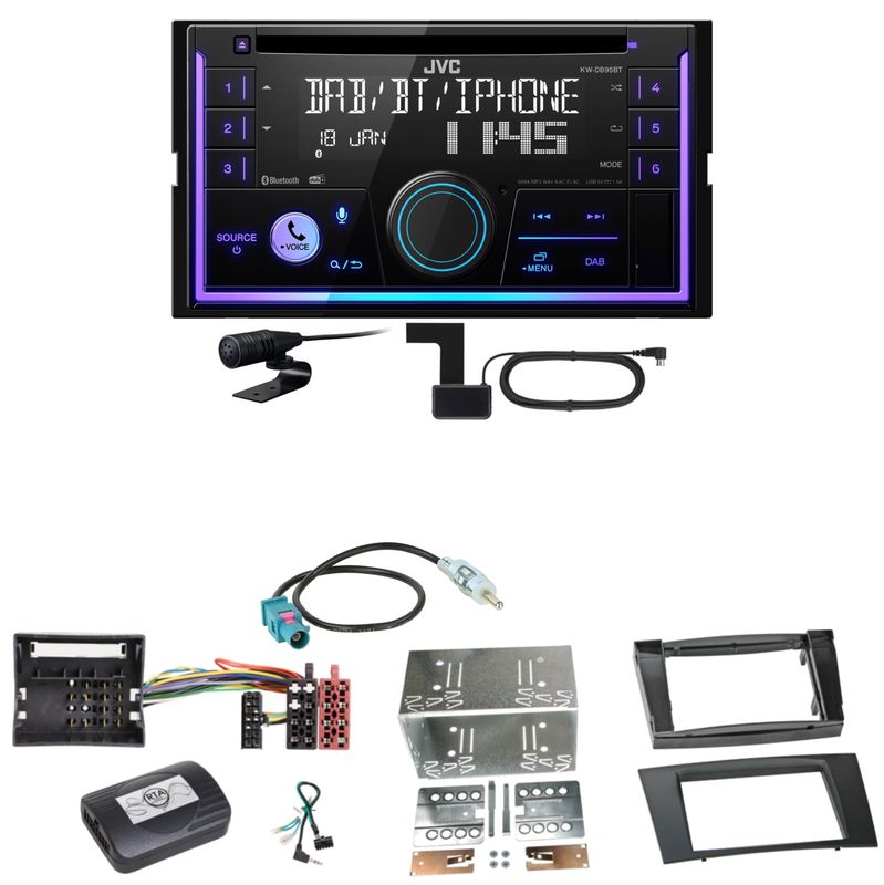 JVC KW-DB95BT Bluetooth Digitalradio USB CD Einbauset für Mercedes W211 CLS W219 JVC KW-DB95BT Bluetooth Digitalradio USB CD Einbauset für Mercedes W211 CLS W219
