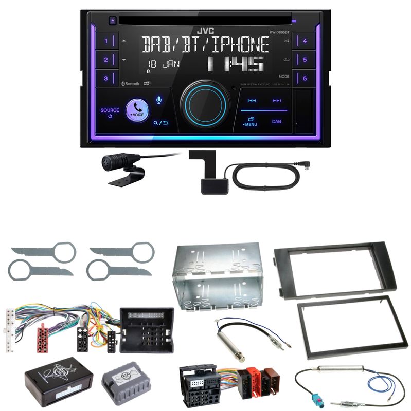 JVC KW-DB95BT Bluetooth Digitalradio USB CD Einbauset für Audi A6 4B Facelift