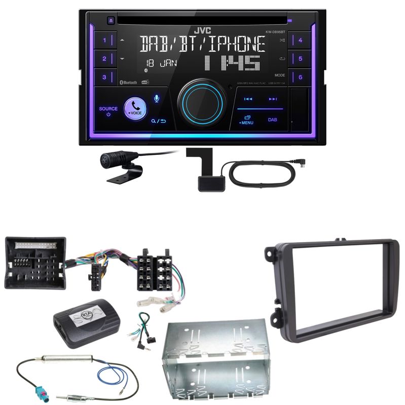 JVC KW-DB95BT Bluetooth Digitalradio USB CD Einbauset für T6 Sharan 2 Beetle JVC KW-DB95BT Bluetooth Digitalradio USB CD Einbauset für T6 Sharan 2 Beetle