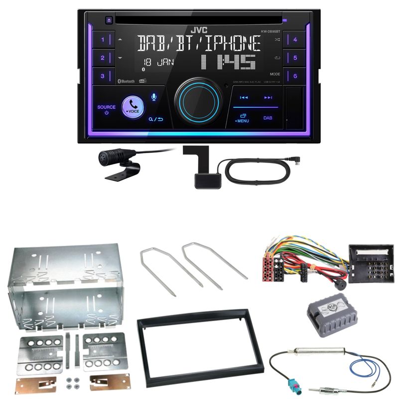 JVC KW-DB95BT Bluetooth Digitalradio Einbauset für Citroen C2 C3 Berlingo Jumpy