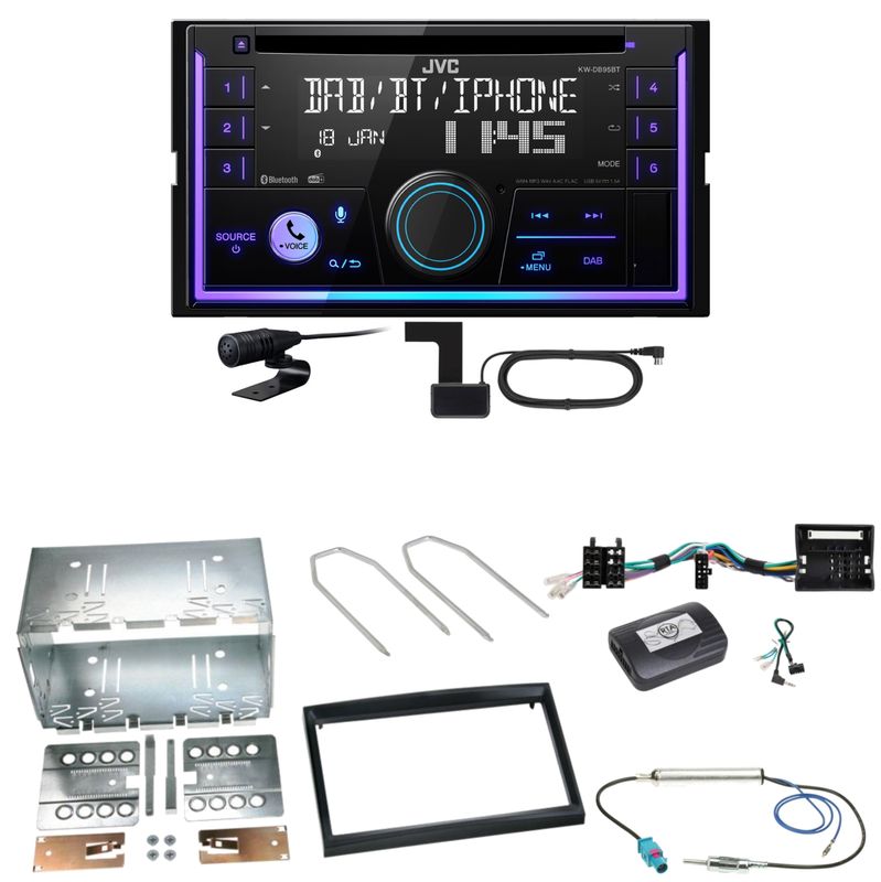 JVC KW-DB95BT Bluetooth DAB CD USB Einbauset für Peugeot 207 307 Partner Expert JVC KW-DB95BT Bluetooth DAB CD USB Einbauset für Peugeot 207 307 Partner Expert