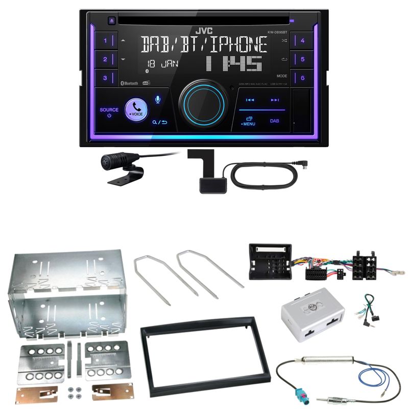 JVC KW-DB95BT Bluetooth Digitalradio Einbauset für Citroen C2 C3 Berlingo Jumpy
