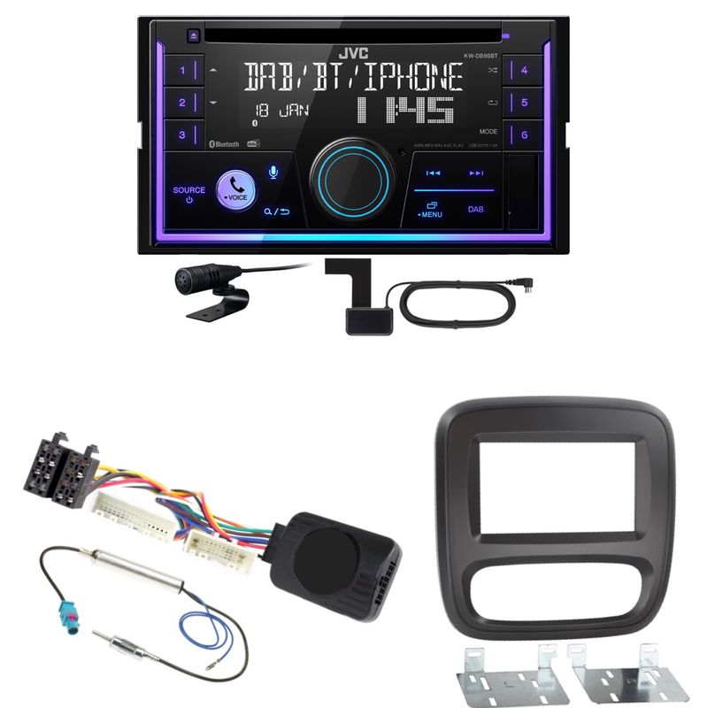 JVC KW-DB95BT Bluetooth Digitalradio USB CD Einbauset für Opel Vivaro B JVC KW-DB95BT Bluetooth Digitalradio USB CD Einbauset für Opel Vivaro B