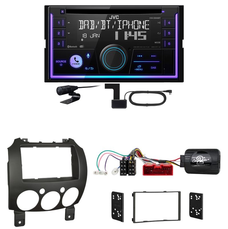 JVC KW-DB95BT Bluetooth Digitalradio USB CD Einbauset für Mazda 2 2008-2014 JVC KW-DB95BT Bluetooth Digitalradio USB CD Einbauset für Mazda 2 2008-2014
