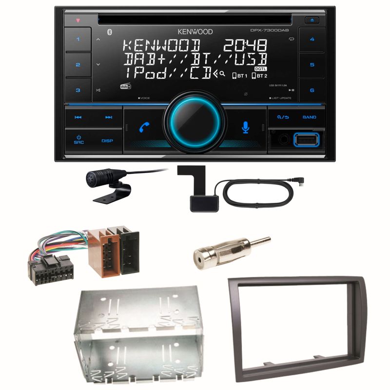 Kenwood DPX-7300DAB Bluetooth DAB Einbauset für Fiat Ducato Boxer Jumper