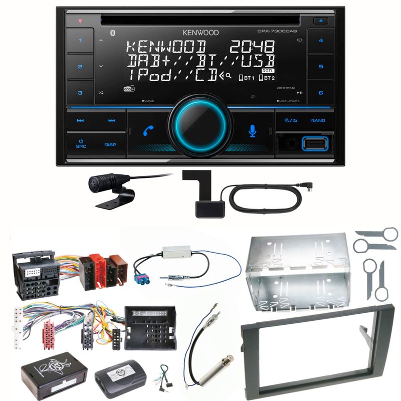 Kenwood DPX-7300DAB Bluetooth Digitalradio Einbauset für Audi A4 B6 B7 Seat Exeo