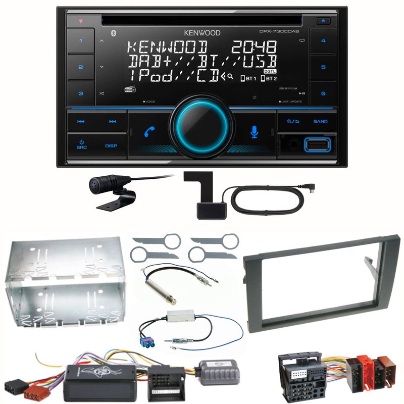 Kenwood DPX-7300DAB Bluetooth Digitalradio Einbauset für Seat Exeo Audi A4 B6 B7 Kenwood DPX-7300DAB Bluetooth Digitalradio Einbauset für Seat Exeo Audi A4 B6 B7