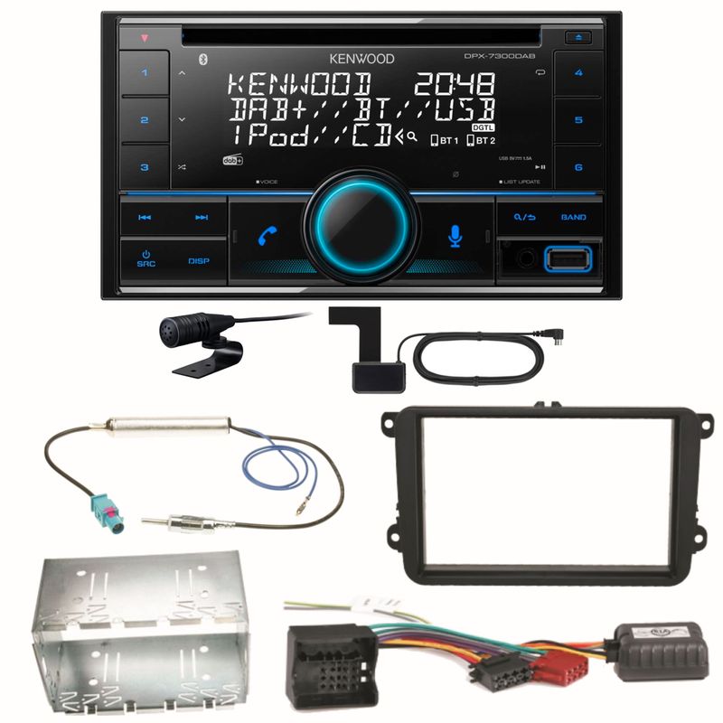 Kenwood DPX-7300DAB Bluetooth DAB Einbauset für Skoda Fabia Roomster Praktik