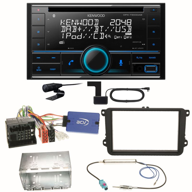 Kenwood DPX-7300DAB Bluetooth DAB Einbauset für Seat Alhambra Altea XL Leon