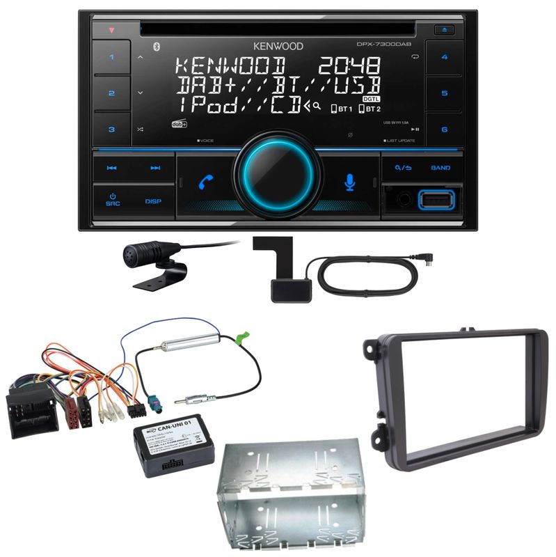 Kenwood DPX-7300DAB Bluetooth DAB CD USB Einbauset für T6 Sharan 2 Beetle