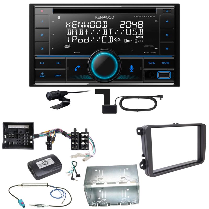 Kenwood DPX-7300DAB Bluetooth DAB CD USB Einbauset für T6 Sharan 2 Beetle