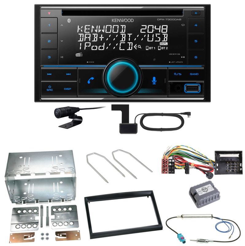 Kenwood DPX-7300DAB Bluetooth DAB Einbauset für Citroen C2 C3 Berlingo Jumpy