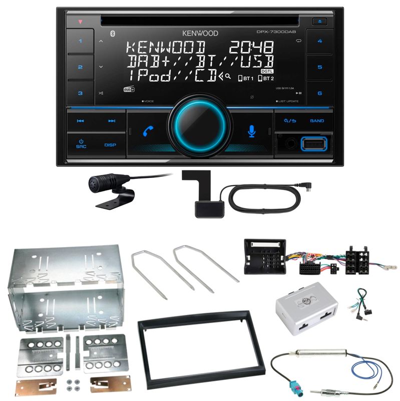Kenwood DPX-7300DAB Bluetooth DAB Einbauset für Citroen C2 C3 Berlingo Jumpy