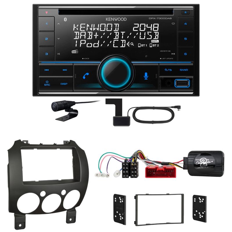 Kenwood DPX-7300DAB Bluetooth DAB CD USB Einbauset für Mazda 2 2008-2014 Kenwood DPX-7300DAB Bluetooth DAB CD USB Einbauset für Mazda 2 2008-2014
