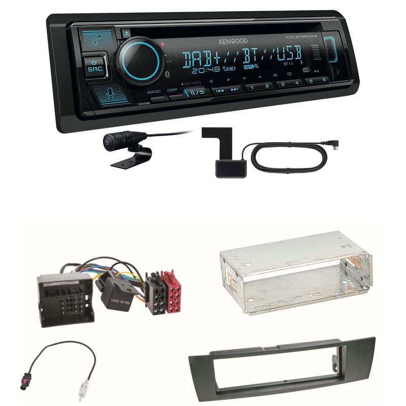 Kenwood KDC-BT560DAB Bluetooth Digitalradio Einbauset für BMW E90 E91 E92 E93