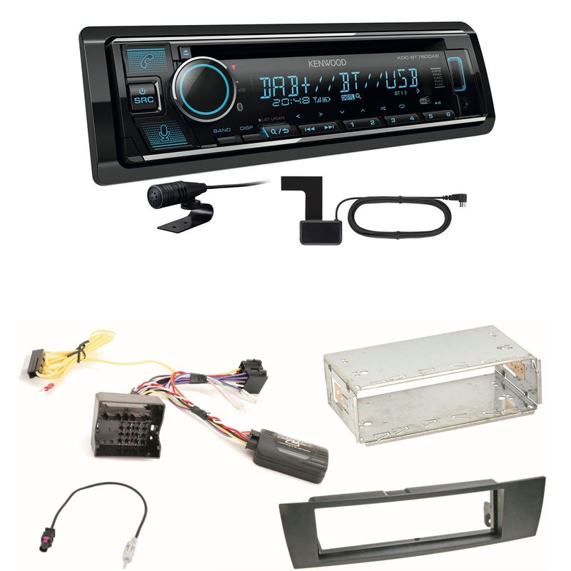 Kenwood KDC-BT760DAB Bluetooth Digitalradio Einbauset für BMW E90 E91 E92 E93