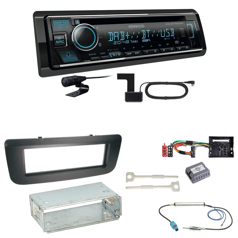 Kenwood KDC-BT760DAB Bluetooth Digitalradio Einbauset für Skoda Fabia 2 Roomster