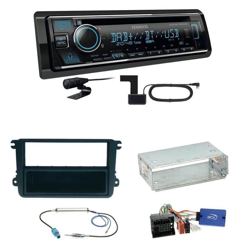 Kenwood KDC-BT760DAB Bluetooth DAB Einbauset für Seat Leon Alhambra Altea XL