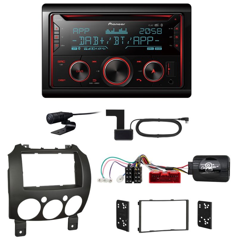 Pioneer FH-S820DAB USB Digitalradio MP3 DAB+ Einbauset für Mazda 2 2008-2014 Pioneer FH-S820DAB USB Digitalradio MP3 DAB+ Einbauset für Mazda 2 2008-2014