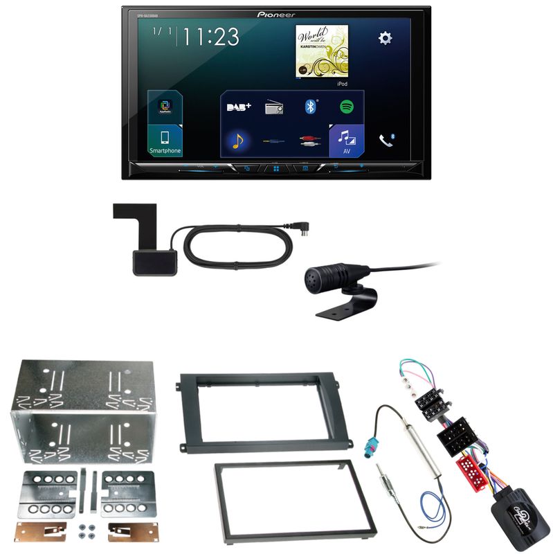 Pioneer SPH-DA230DAB CarPlay Android Auto Einbauset für Porsche Cayenne bis 2006 Pioneer SPH-DA230DAB CarPlay Android Auto Einbauset für Porsche Cayenne bis 2006