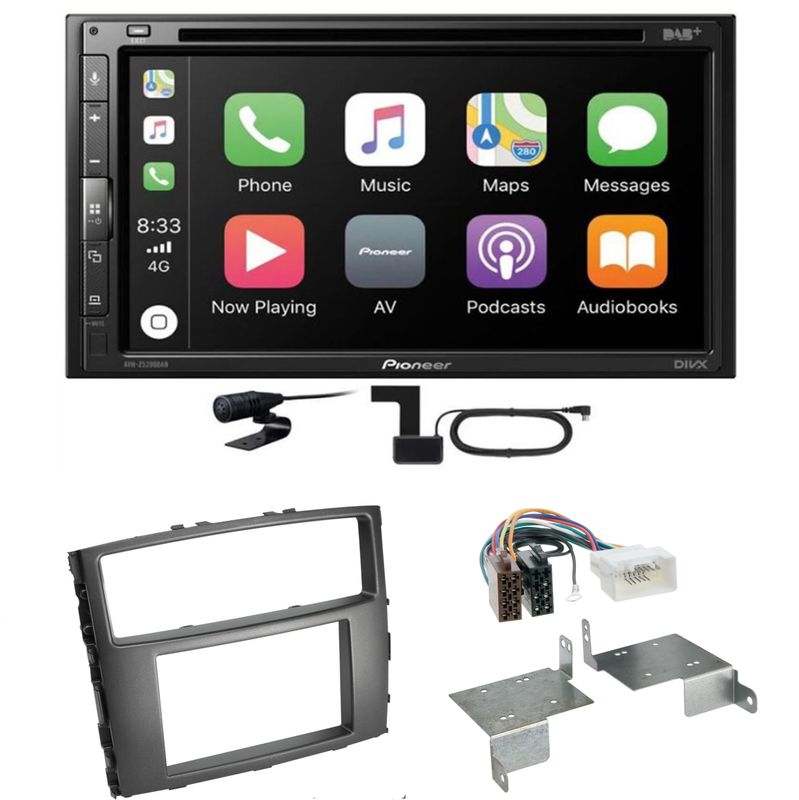 Pioneer AVH-Z5200DAB CarPlay USB MP3 CD Einbauset für Mitsubishi Pajero bis 2014