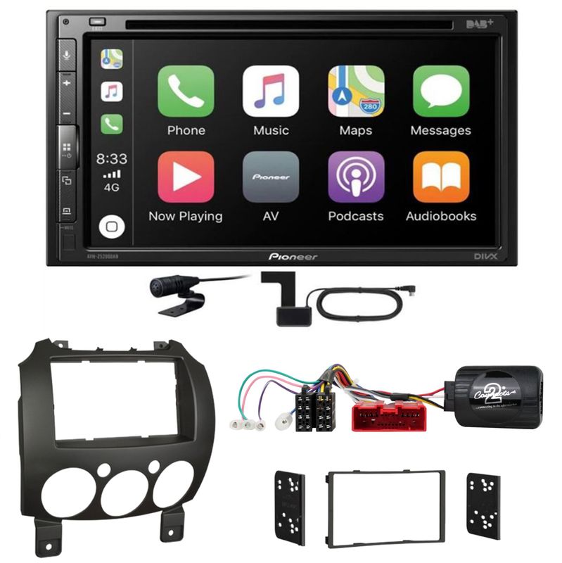 Pioneer AVH-Z5200DAB CarPlay Android Auto USB Einbauset für Mazda 2 2008-2014 Pioneer AVH-Z5200DAB CarPlay Android Auto USB Einbauset für Mazda 2 2008-2014