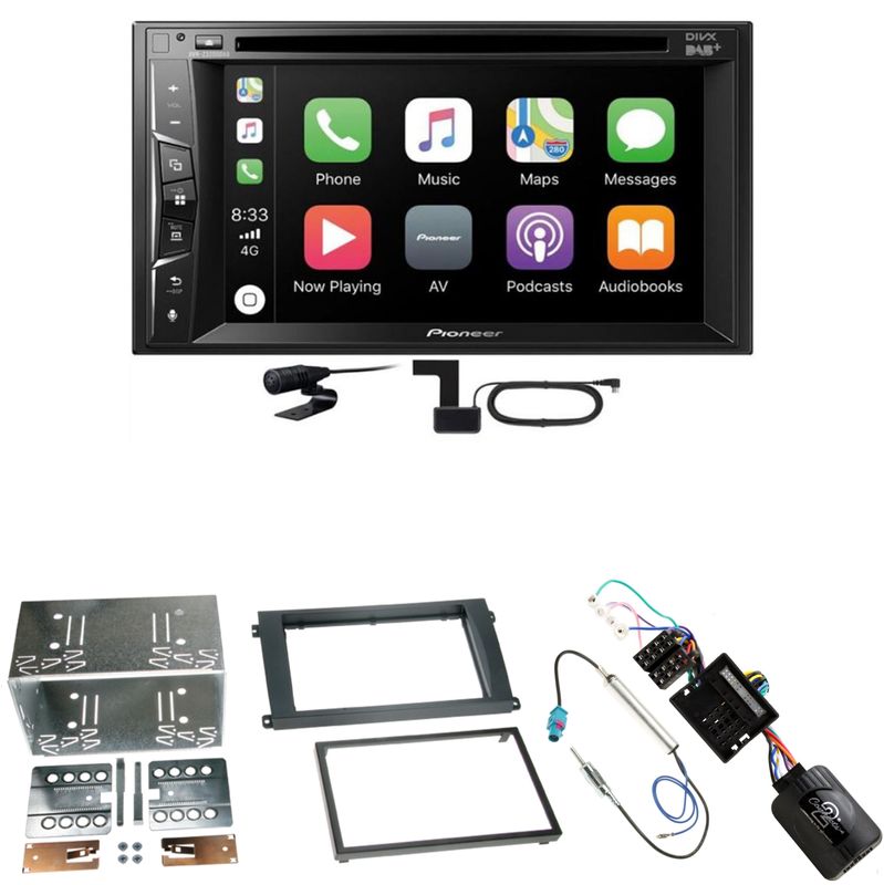 Pioneer AVH-Z3200DAB USB FLAC Digitalradio Einbauset für Porsche Cayenne ab 2007