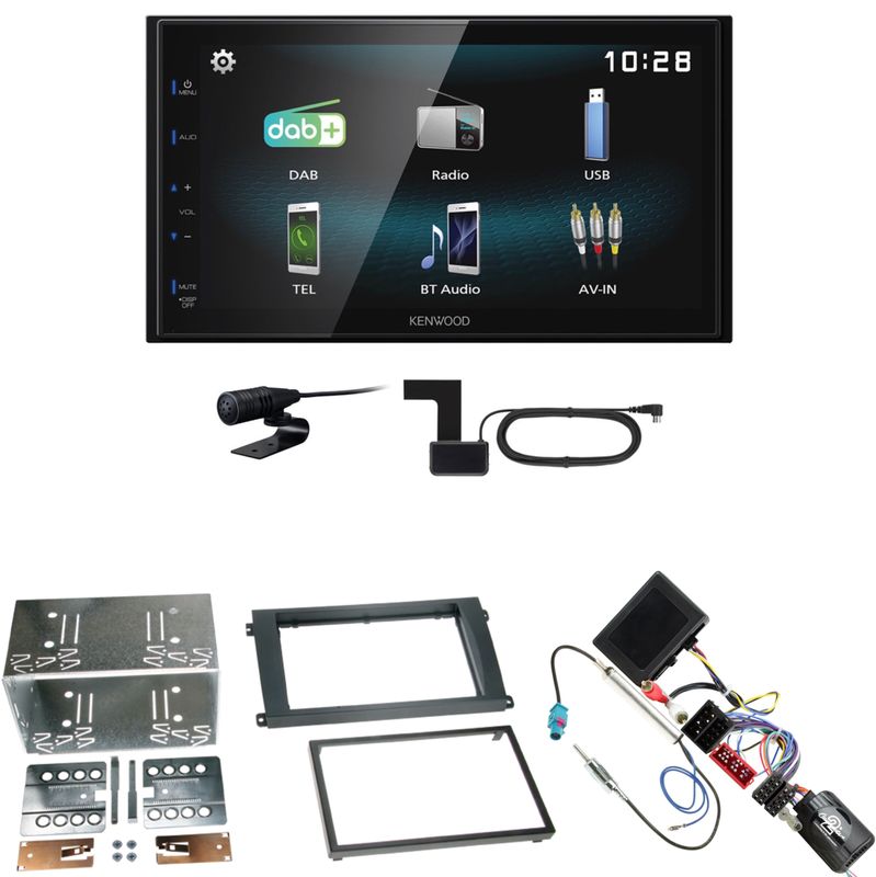 Kenwood DMX-125DAB USB Bluetooth MP3 DAB+ Einbauset für Porsche Cayenne bis 2006 Kenwood DMX-125DAB USB Bluetooth MP3 DAB+ Einbauset für Porsche Cayenne bis 2006